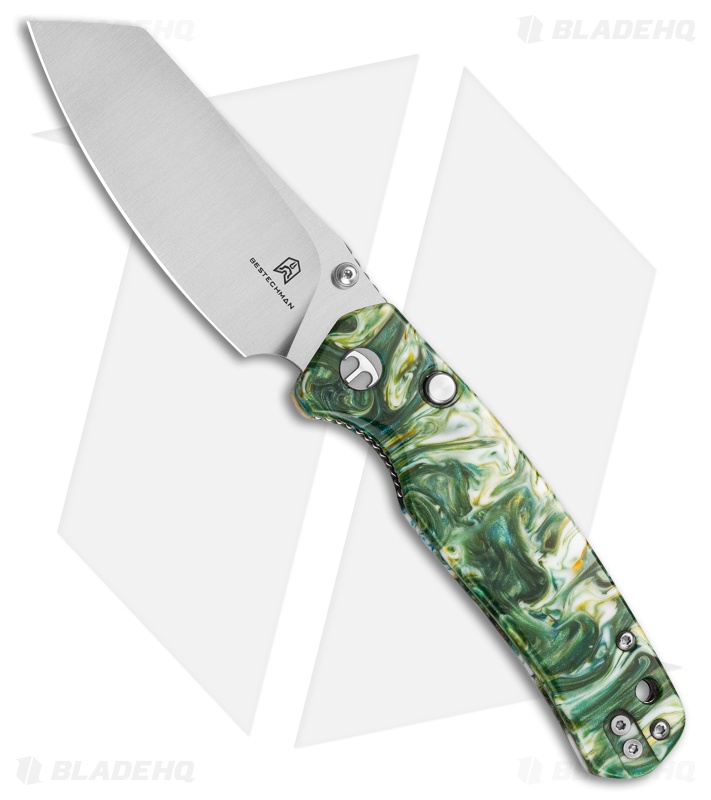 Bestechman Cicada's Wing Top Liner Lock Knife Green Resin (3.15" Satin)