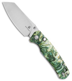 Bestechman Cicada's Wing Top Liner Lock Knife Green Resin (3.15" Satin)