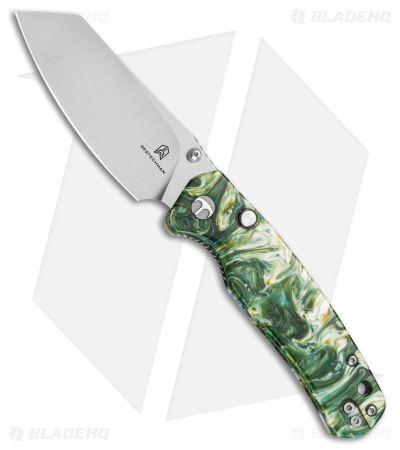 Bestechman Cicada's Wing Top Liner Lock Knife Green Resin (3.15" Satin)
