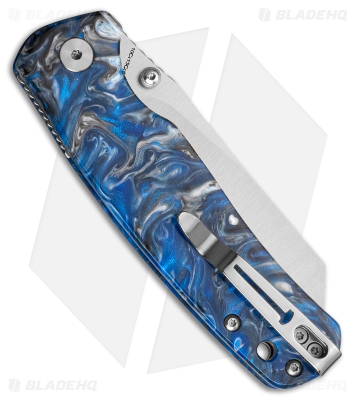 Bestechman Cicada's Wing Top Liner Lock Knife Blue Resin (3.15" Satin)