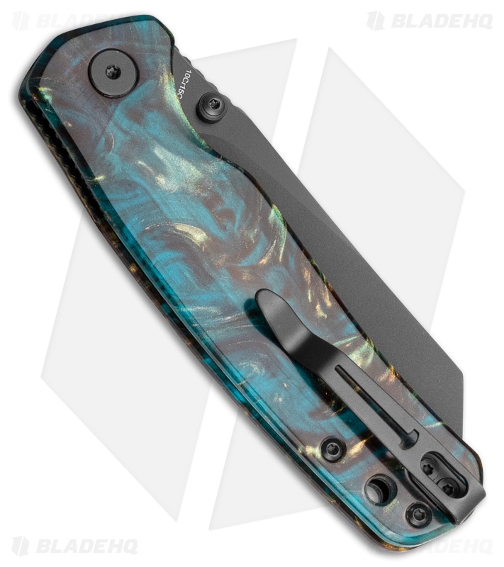 Bestechman Cicada's Wing Knife Clear Blue Resin Black PVD