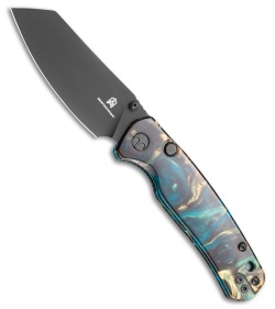 Bestechman Cicada's Wing Top Liner Lock Knife Clear Blue Resin (3.15" Black PVD)