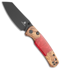 Bestechman Cicada's Wing Top Liner Lock Knife Wood + Red Resin (3.15" Black PVD)