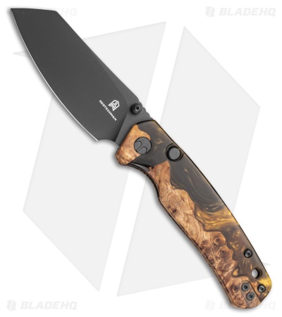 Bestechman Cicada's Wing Top Liner Lock Knife Wood Black/Gold Resin (3.15" PVD)