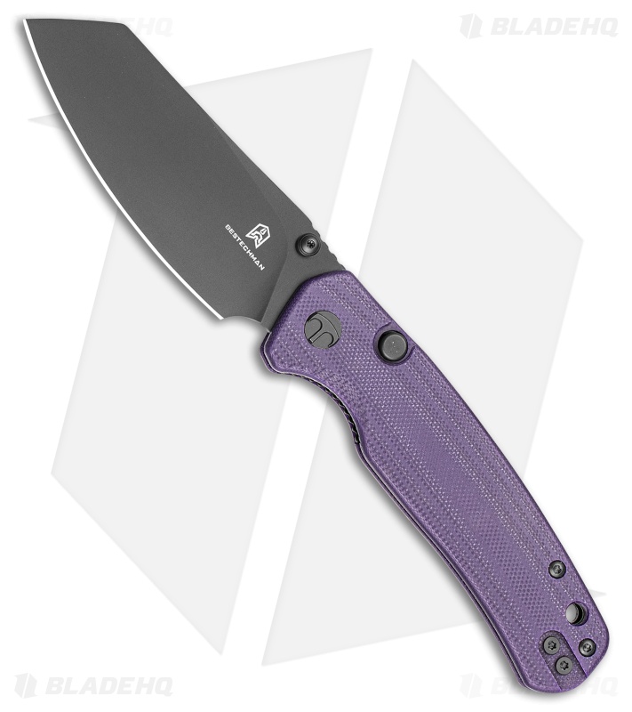 Bestechman Cicada's Wing Top Liner Lock Knife Purple G-10 (3.15" Black PVD)