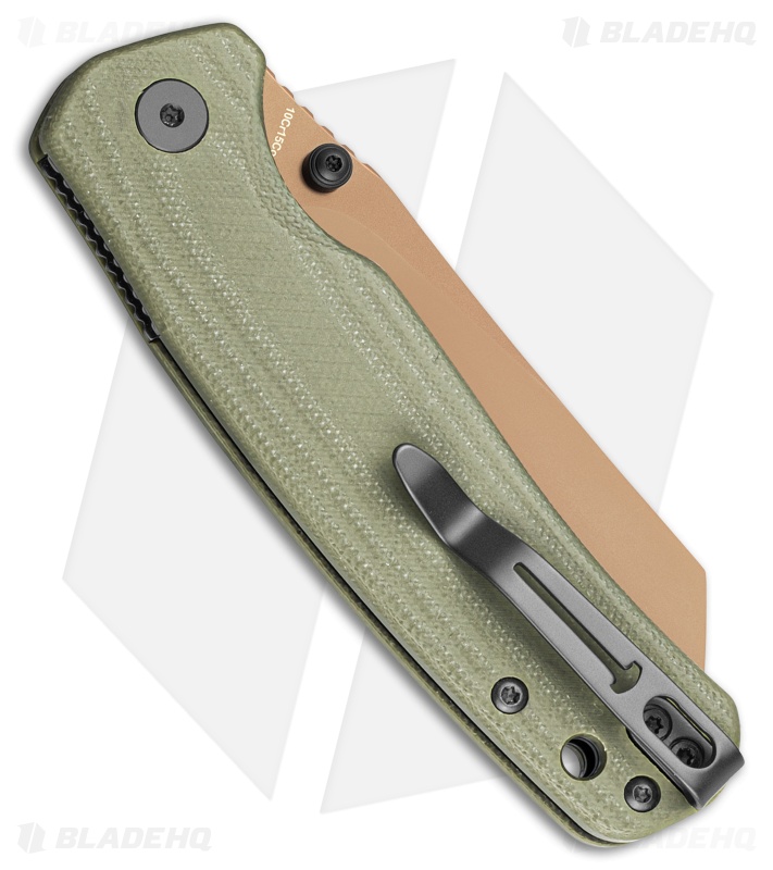 Bestechman Cicada's Wing Top Liner Lock Knife OD Green G-10 (3.15" Gold PVD)