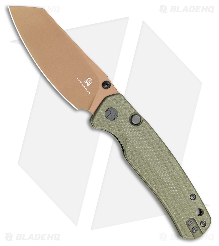 Bestechman Cicada's Wing Top Liner Lock Knife OD Green G-10 (3.15" Gold PVD)