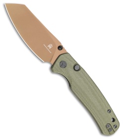 Bestechman Cicada's Wing Top Liner Lock Knife OD Green G-10 (3.15" Gold PVD)