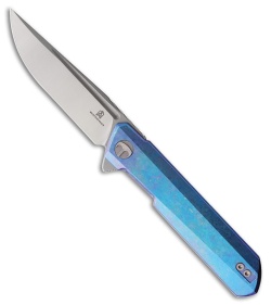 Bestechman Dundee Frame Lock Knife Blue Crystalized Titanium (3.5" Satin)