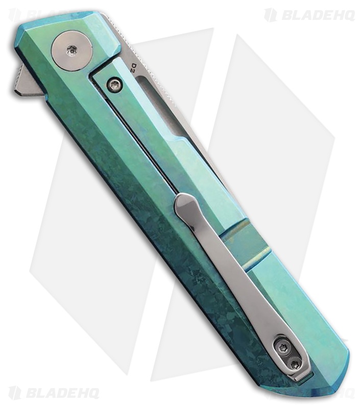 Bestechman Dundee Frame Lock Knife Green Crystalized Titanium (3.5" Satin)
