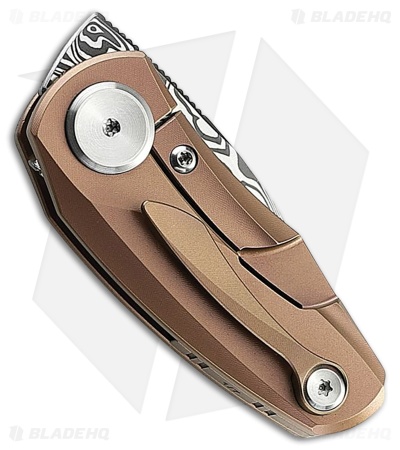 Bestech Knives Tulip Frame Lock Knife Rose Gold Titanium (1.5" Damascus)