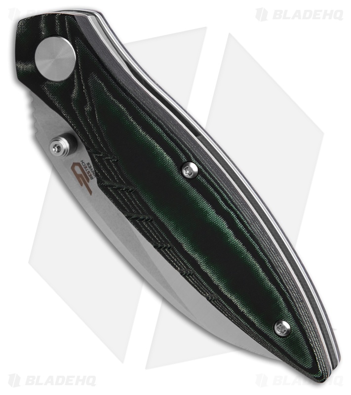 Bestech Knives Mantidae Liner Lock Knife Green Micarta(2.96" Satin/SW Full Serr)