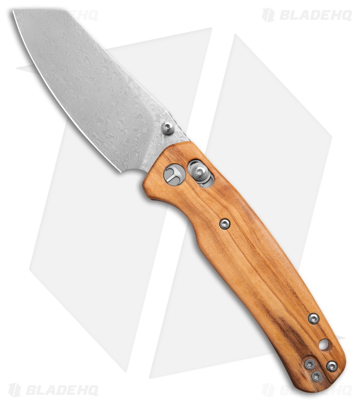Bestechman Cicada's Wing Bar Lock Knife Olive Wood (3.15" Acid Wash Damascus)