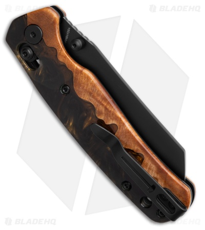 Bestechman Cicada's Wing Bar Lock Knife Black/Gold Stabilized Wood (3.15" PVD)