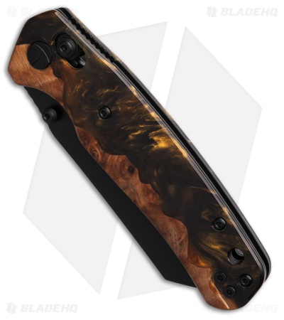 Bestechman Cicada's Wing Bar Lock Knife Black/Gold Stabilized Wood (3.15" PVD)