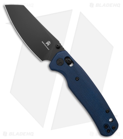Bestechman Cicada's Wing Knife Blue Micarta Black PVD