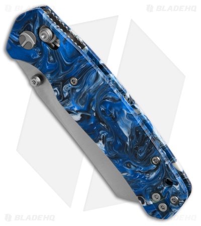 bluee feathers 〈No.129〉スーパーセブン11mm Bestechman Cicada's Wing Crossbar Lock Knife Blue Resin