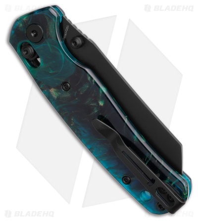 Bestechman Cicada's Wing Crossbar Lock Knife Clear Blue Resin (3.15" Black)