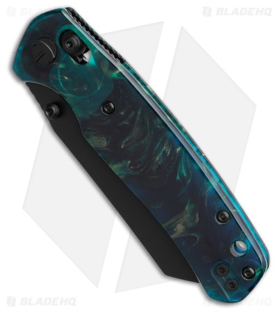 Bestechman Cicada's Wing Crossbar Lock Knife Clear Blue Resin