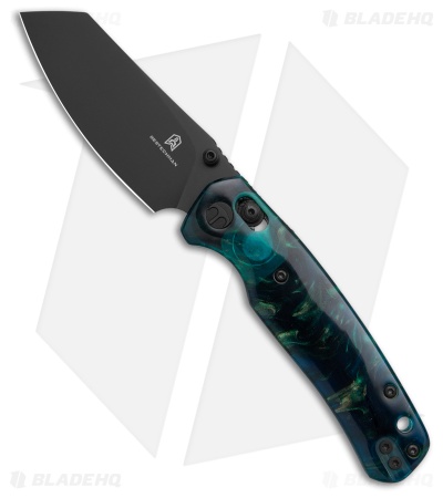 Bestechman Cicada's Wing Crossbar Lock Knife Clear Blue Resin (3.15" Black)
