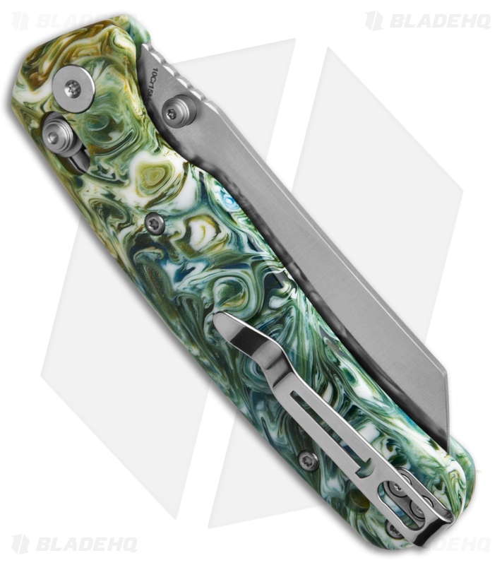 Bestechman Cicada's Wing Crossbar Lock Knife Green Resin (3.15" Satin)