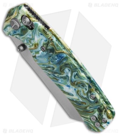 Bestechman Cicada's Wing Crossbar Lock Knife Green Resin (3.15" Satin)