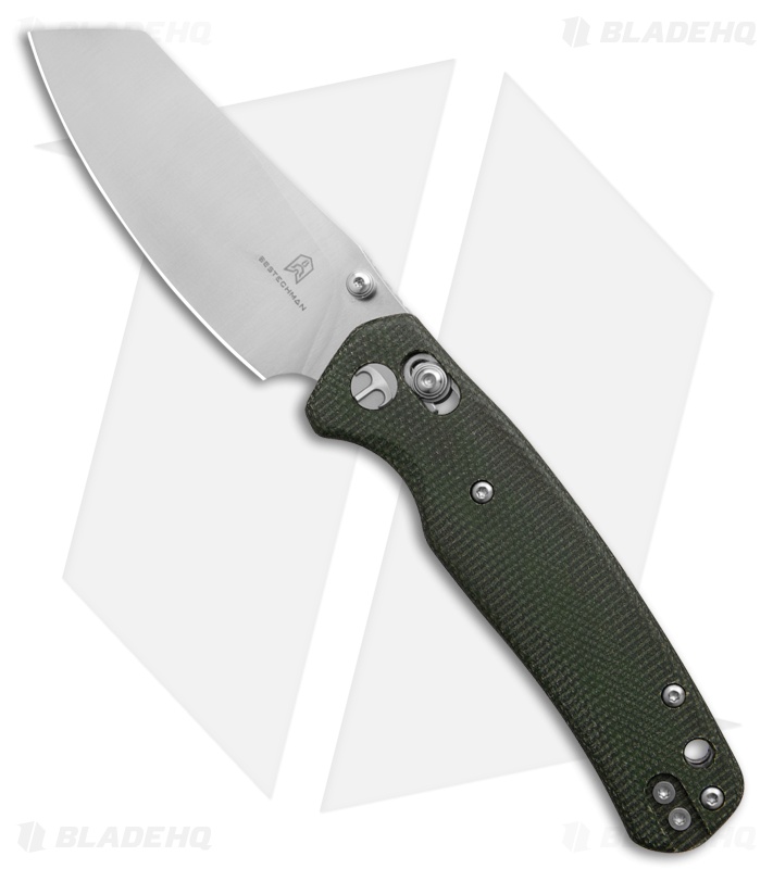 Bestechman Cicada's Wing Crossbar Lock Knife OD Green Micarta (3.15" Satin)