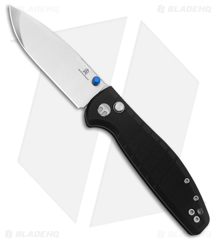Bestechman Goodboy Jr. Button Lock Knife Black G-10 (3" Satin/SW) BMK10A
