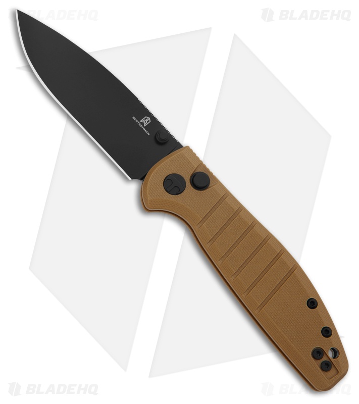 Bestechman Goodboy Jr. Button Lock Knife Khaki G-10 (3" Black) BMK10F