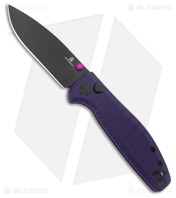 Bestechman Goodboy Jr. Button Lock Knife Purple G-10 (3" Black) BMK10G