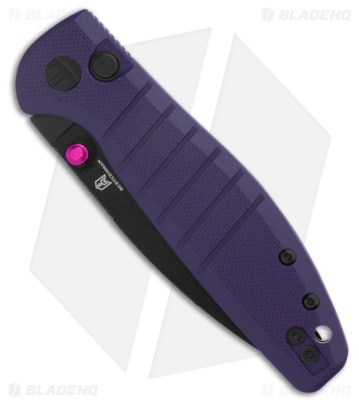 Bestechman Goodboy Jr. Button Lock Knife Purple G-10 (3" Black) BMK10G