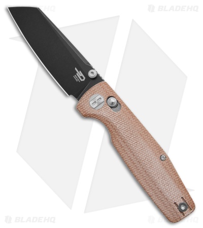 Bestech Knives Slasher Bar Lock Knife Natural Micarta (3" Black D2) BG43E