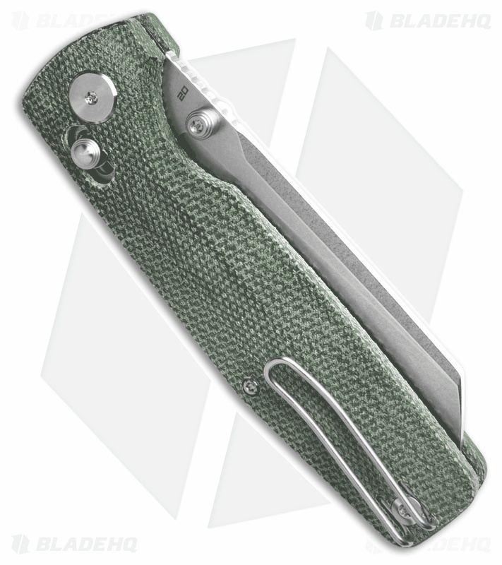 Bestech Knives Slasher Bar Lock Knife Green Micarta (3" Stonewash D2) BG43B-1