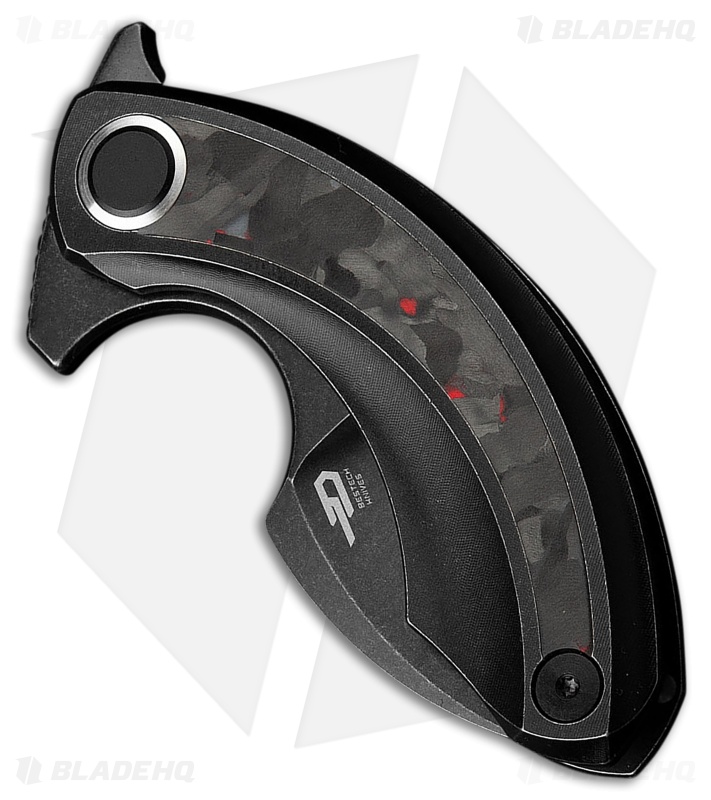 Bestech Knives STRELIT Frame Lock Knife Ti /Red Marble CF (2.2" Black SW)
