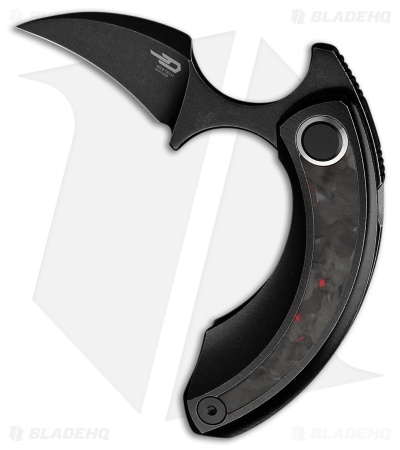 Bestech Knives STRELIT Frame Lock Knife Ti /Red Marble CF (2.2" Black SW)