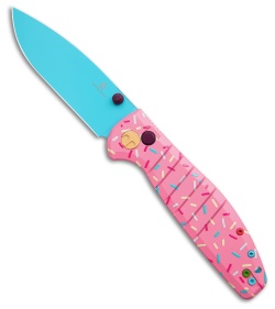 Bestechman Goodboy Dessert Warrior Button Lock Knife Pink G-10 (3.54" Blue)