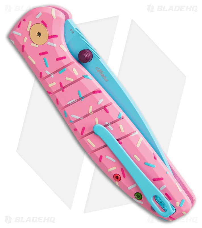 Bestechman Goodboy Dessert Warrior Button Lock Knife Pink G-10 (3.54" Blue)