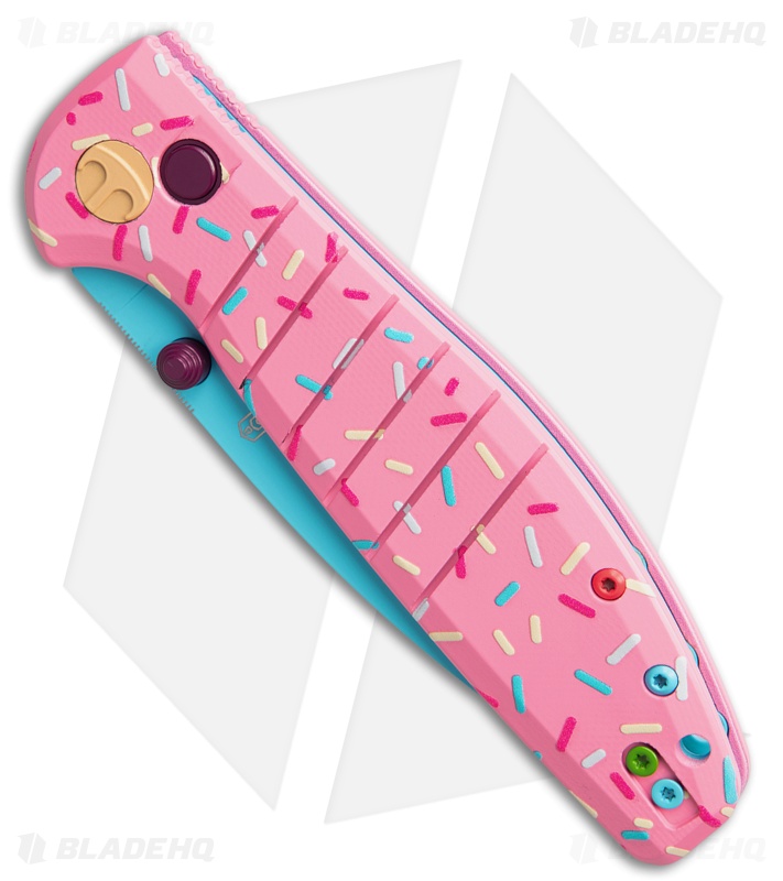 Bestechman Goodboy Dessert Warrior Button Lock Knife Pink G-10 (3.54" Blue)