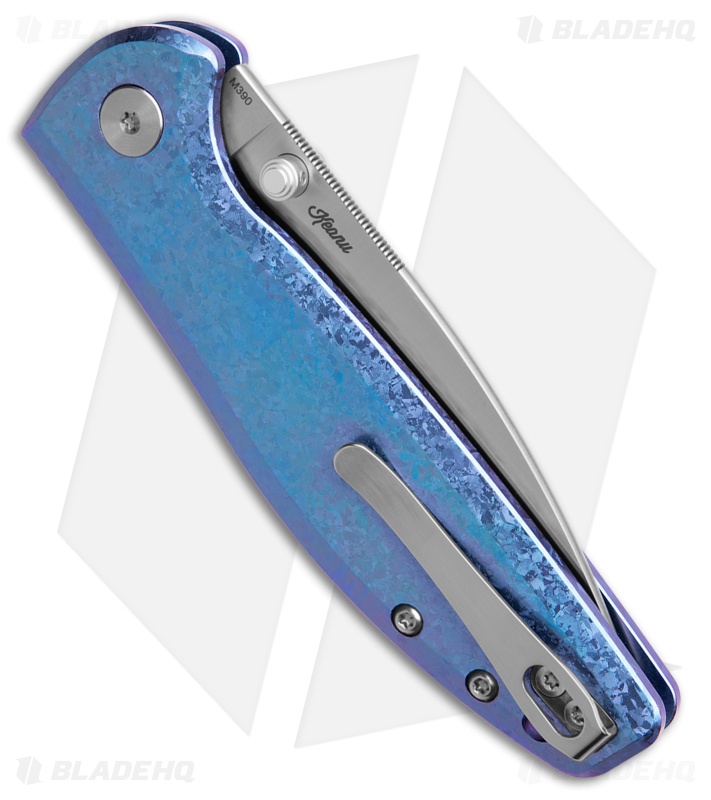 Bestechman Goodboy Jr. Button Lock Knife Blue Ti (M390) BHQ Exclusive