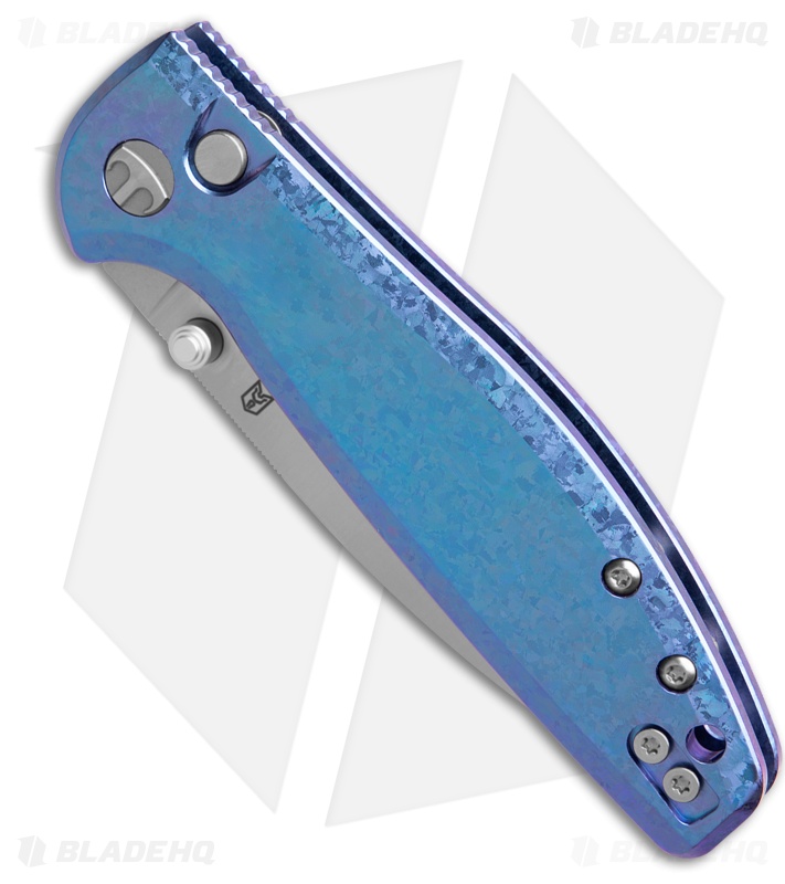 Bestechman Goodboy Jr. Button Lock Knife Blue Ti (M390) BHQ Exclusive