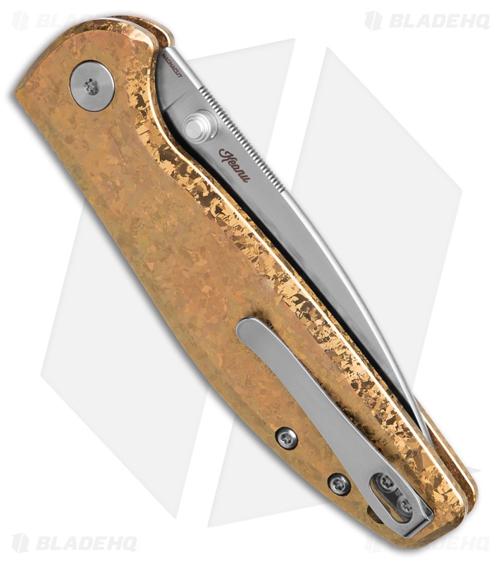 Bestechman Goodboy Jr. Button Lock Knife Bronze Crystallized Ti (3" Satin)