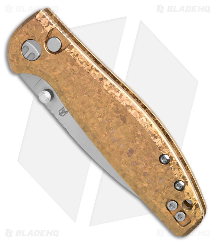 Bestechman Goodboy Jr. Button Lock Knife Bronze Crystallized Ti (3" Satin)