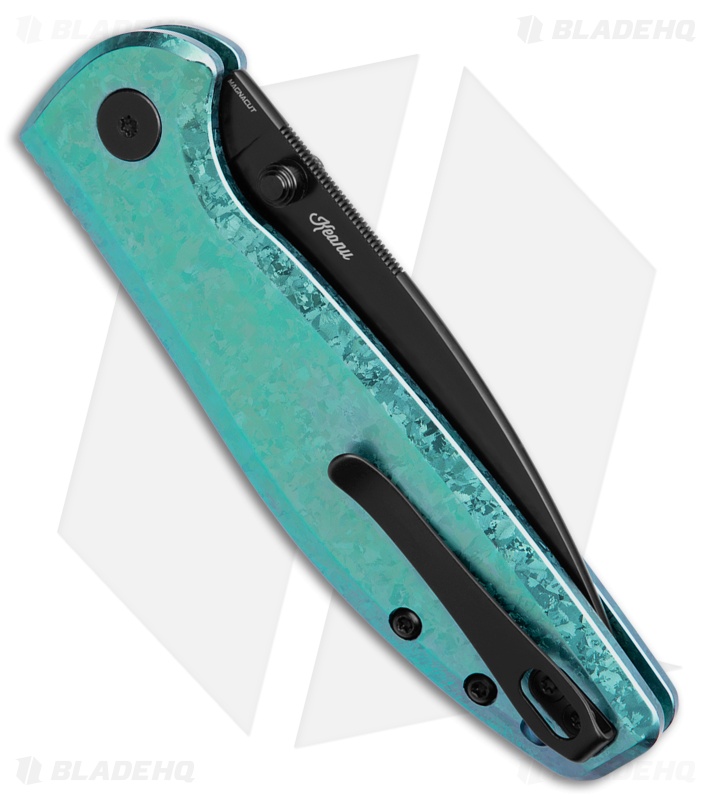 Bestechman Goodboy Jr. Button Lock Knife Green Crystallized Ti (3" Black PVD)