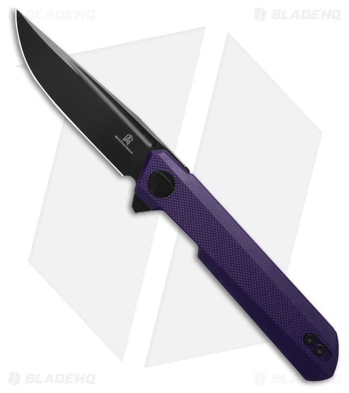 Bestechman Mini Dundee Double Detent Knife Purple G-10 (2.9" Black)