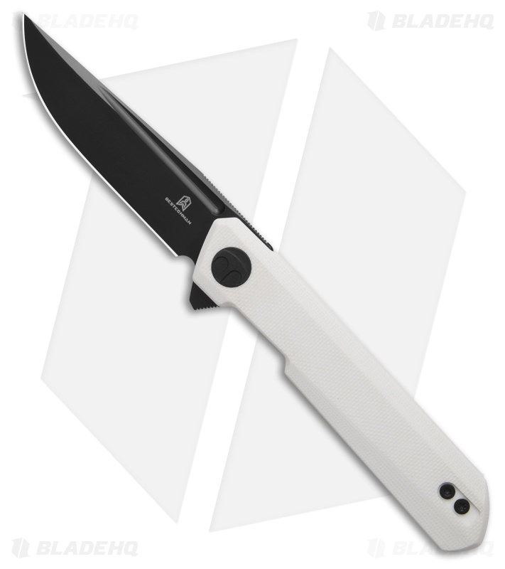 Bestechman Mini Dundee Double Detent Knife White G-10 (2.9" Black)