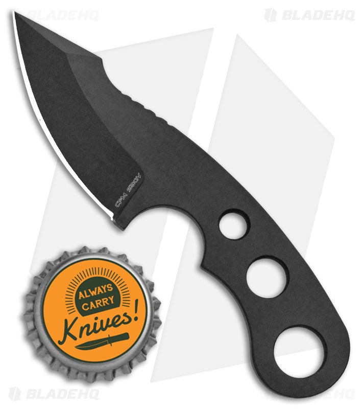 Black Widow Knifeworks Spiderling Fixed Blade Neck Knife Drop Point (2" Black)
