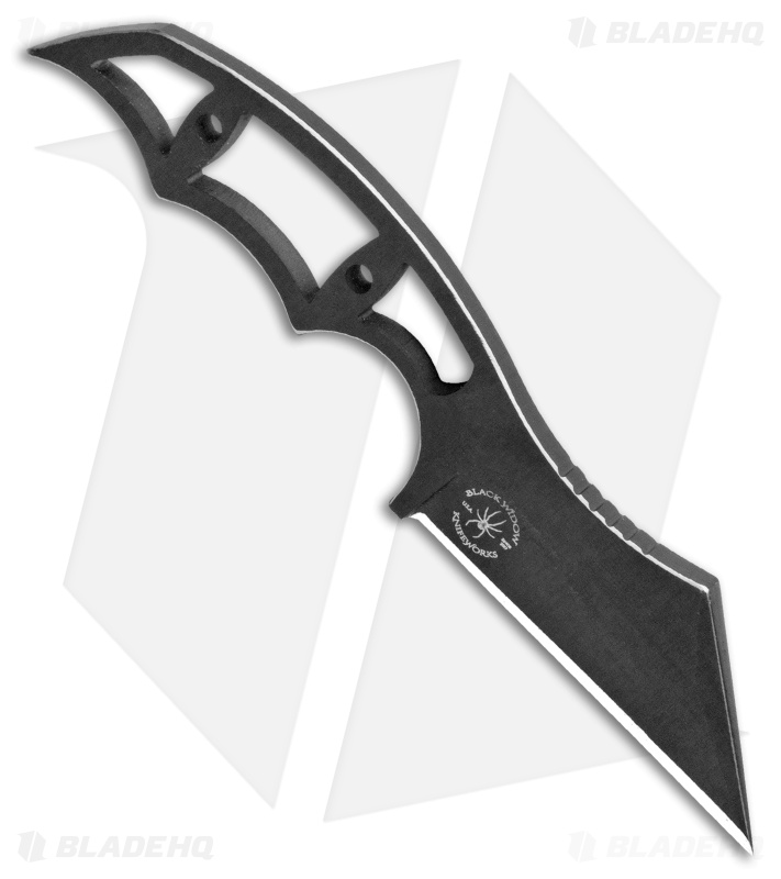 Black Widow Knifeworks Spiderling Fixed Blade Neck Knife Wharncliffe (Black)
