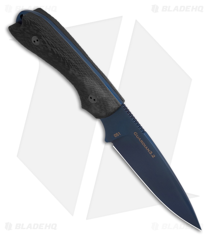 Bradford Knives Guardian3.2 Fixed Blade Knife 3D CF (3.5" Blue PVD)