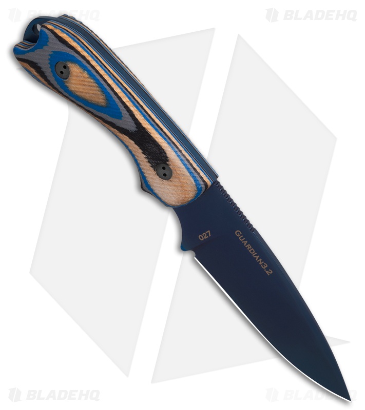 Bradford Knives Guardian3.2 Fixed Blade Knife Blue G-Wood (3.5" Blue PVD)