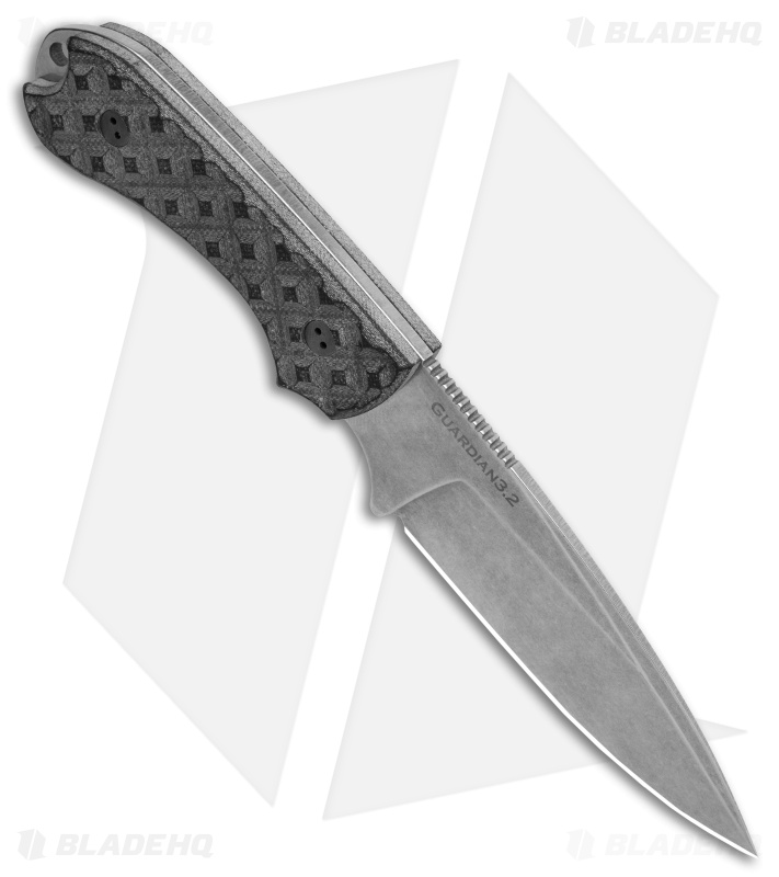 Bradford Knives Guardian 3.2 Fixed Blade Knife Textured Black G-10 (3.5" SW)